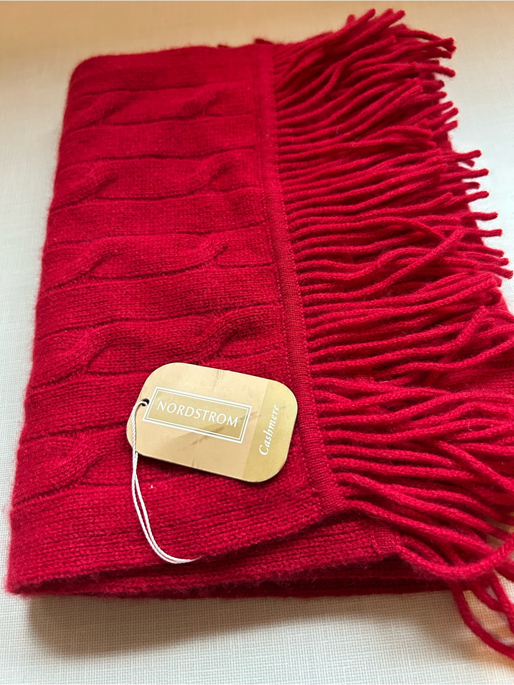 Nordstrom Cashmere Fringe Scarf In Red Nwt